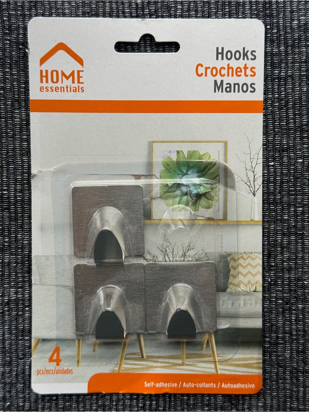Home Essentials Self-Adhesive Wall Hooks Set of 3 Open Box